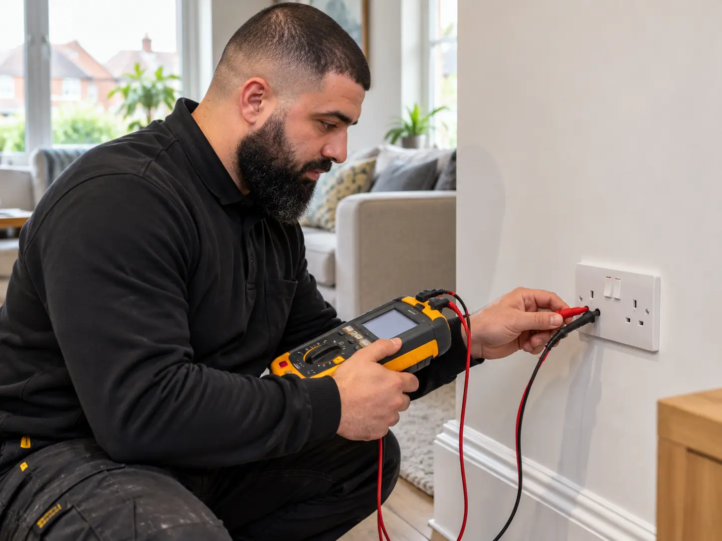Electrical testing of a UK socket during an EICR in Ealing